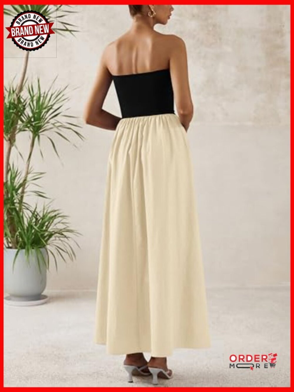 Strapless Maxi Dress Tube Top A-Line Long Formal Cocktail Party Dress - Picture 6 of 7